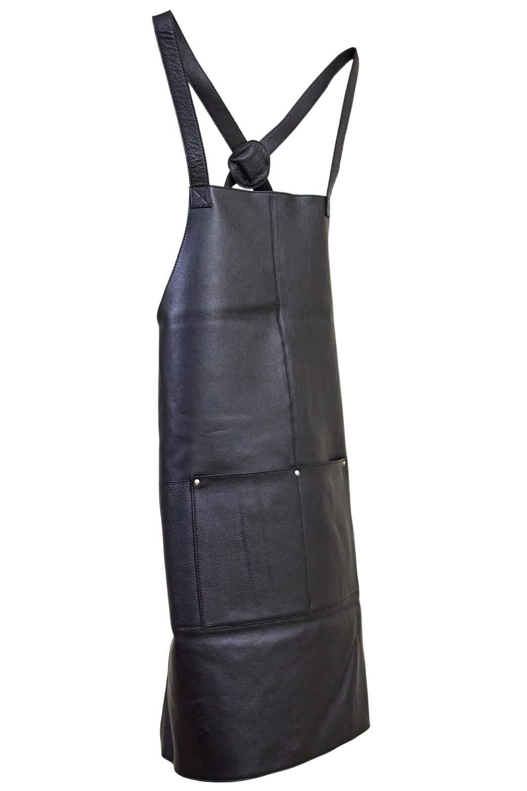 Pierre Cardin Professional Leather Apron Butcher Woodwork Hairdressing Barber Chef - Black V563-PC3432-BLACK