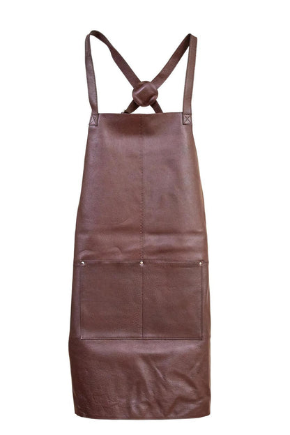Pierre Cardin Professional Leather Apron Butcher Woodwork Hairdressing Barber Chef - Brown V563-PC3432-BROWN