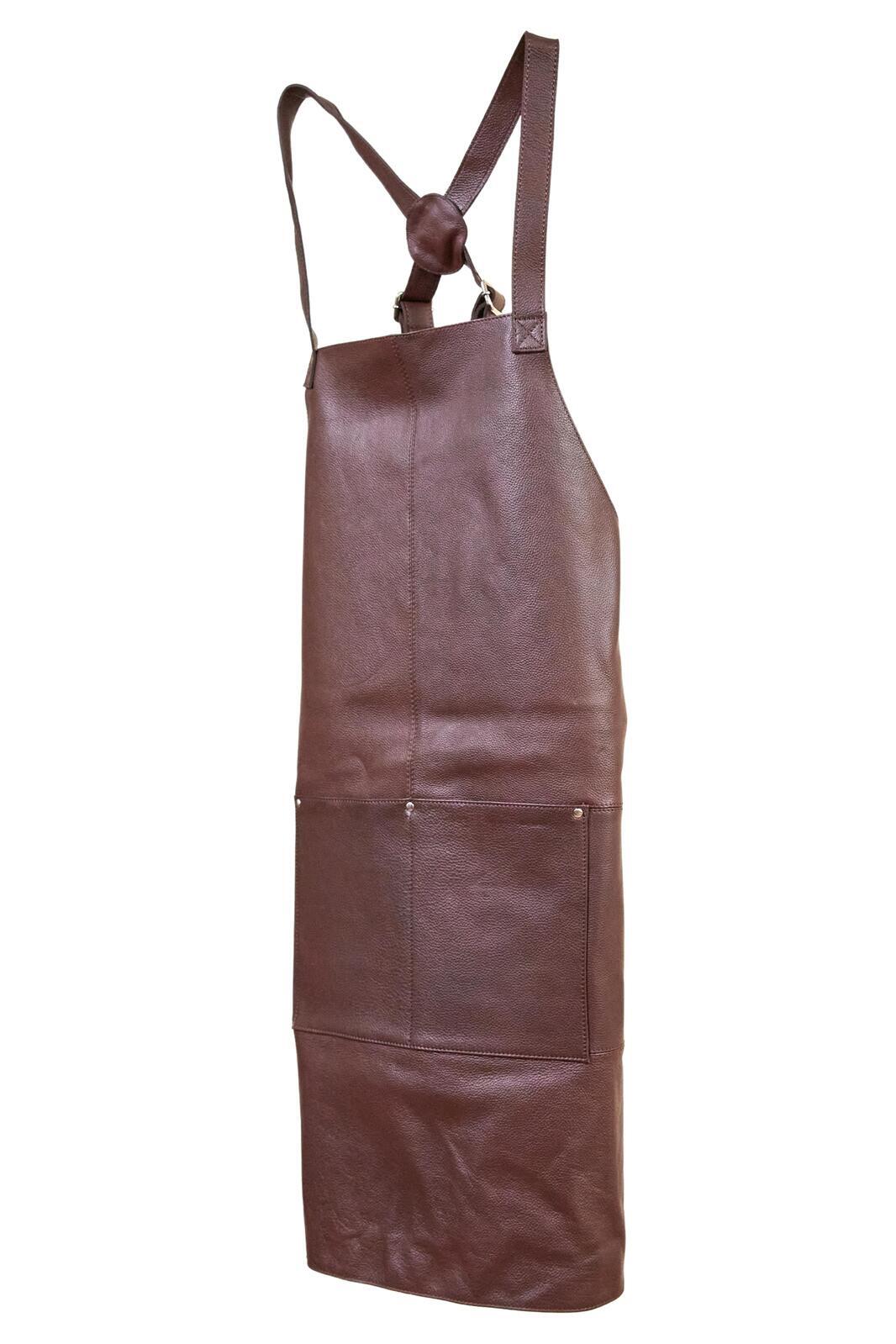 Pierre Cardin Professional Leather Apron Butcher Woodwork Hairdressing Barber Chef - Brown V563-PC3432-BROWN