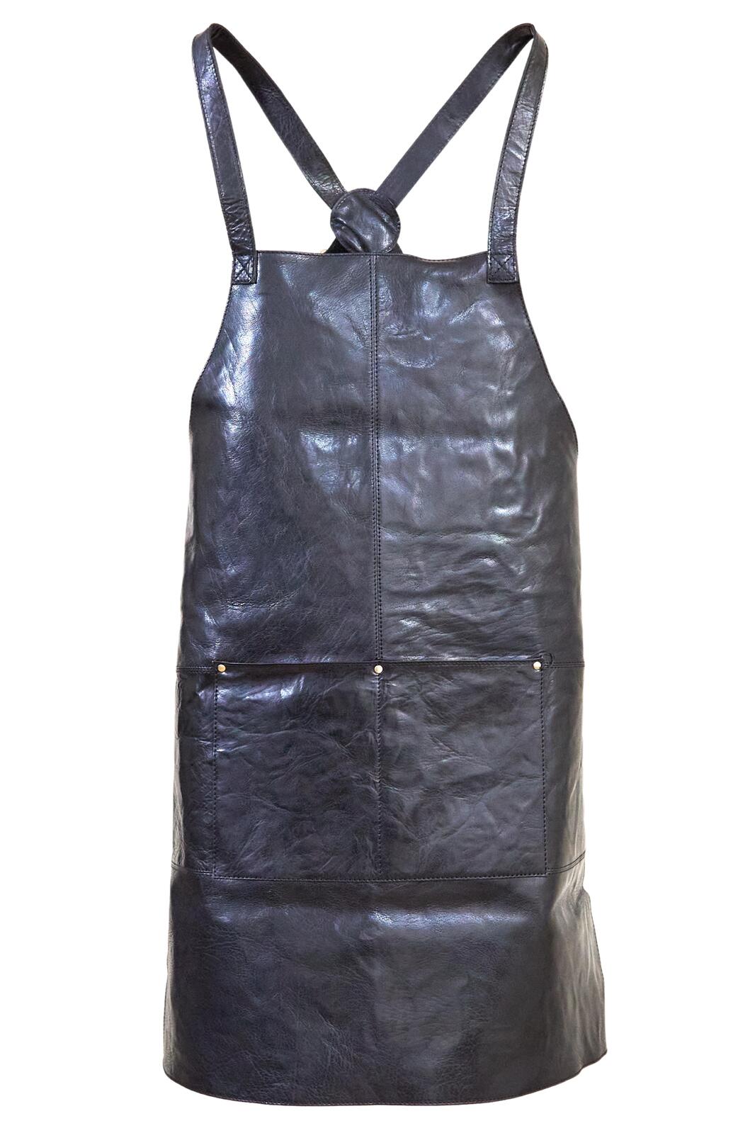 Pierre Cardin Professional Leather Apron Butcher Woodwork Hairdressing Barber Chef - Black V563-PC3433-BLACK