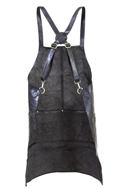 Pierre Cardin Professional Leather Apron Butcher Woodwork Hairdressing Barber Chef - Black V563-PC3433-BLACK