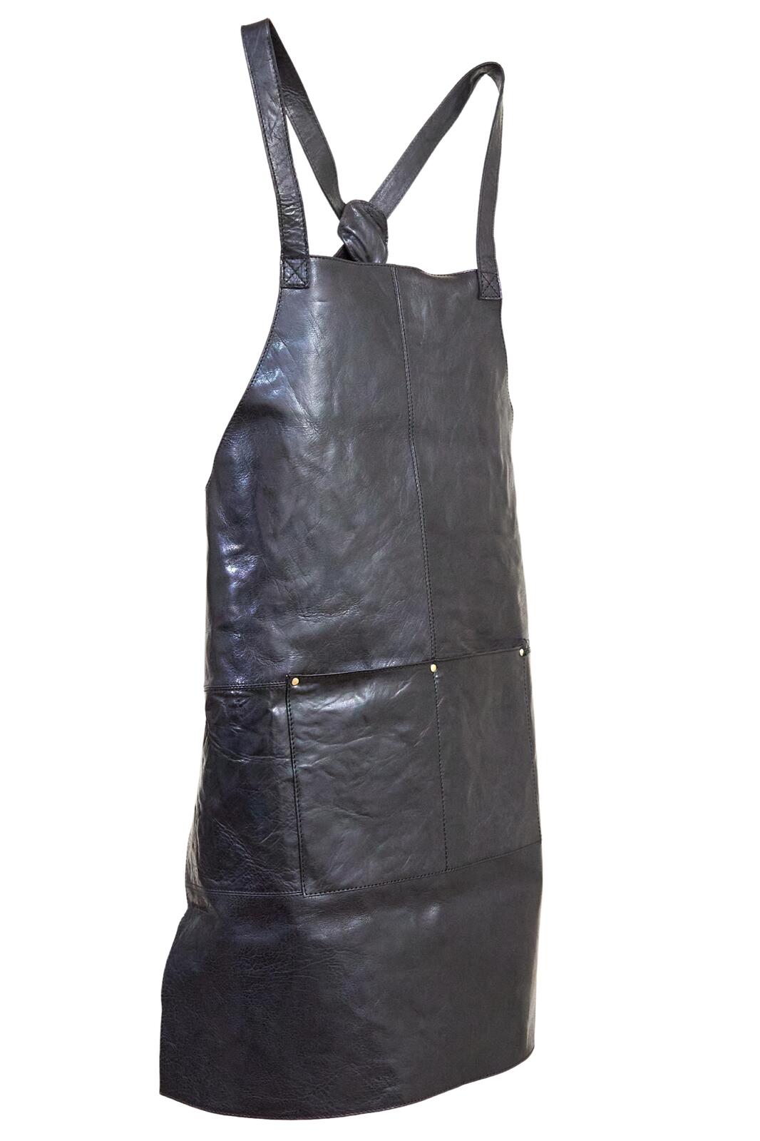 Pierre Cardin Professional Leather Apron Butcher Woodwork Hairdressing Barber Chef - Black V563-PC3433-BLACK