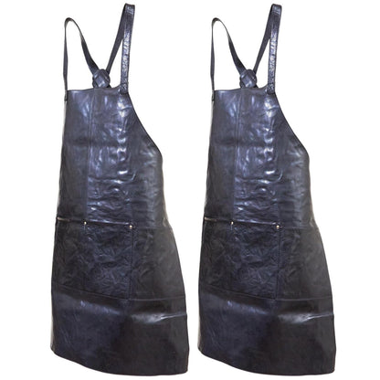2x Pierre Cardin Professional Leather Apron Butcher Woodwork Barber Chef - Black V563-PC3433-BLACK_2X