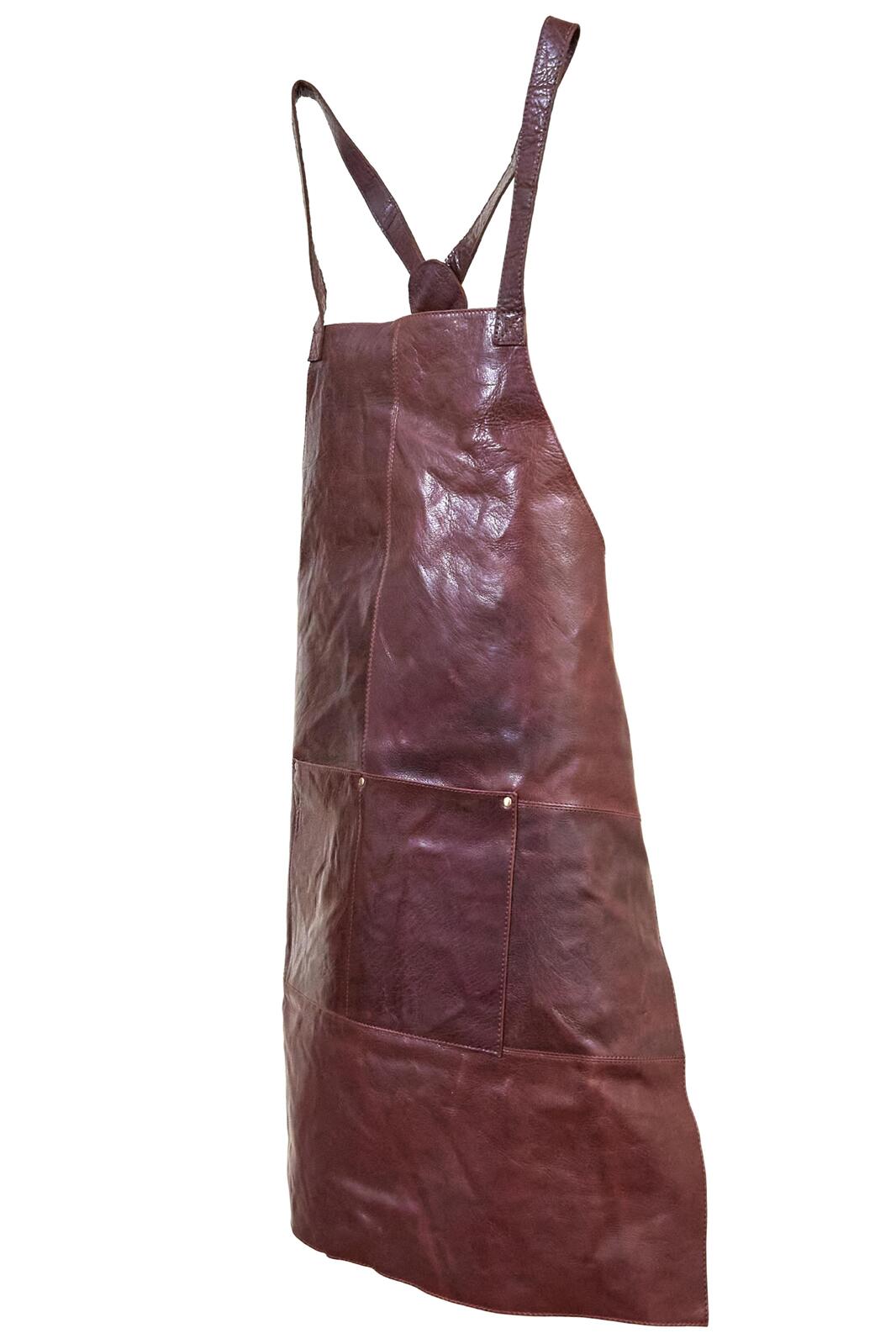 Pierre Cardin Professional Leather Apron Butcher Woodwork Hairdressing Barber Chef - Chestnut V563-PC3433-CHESTNUT