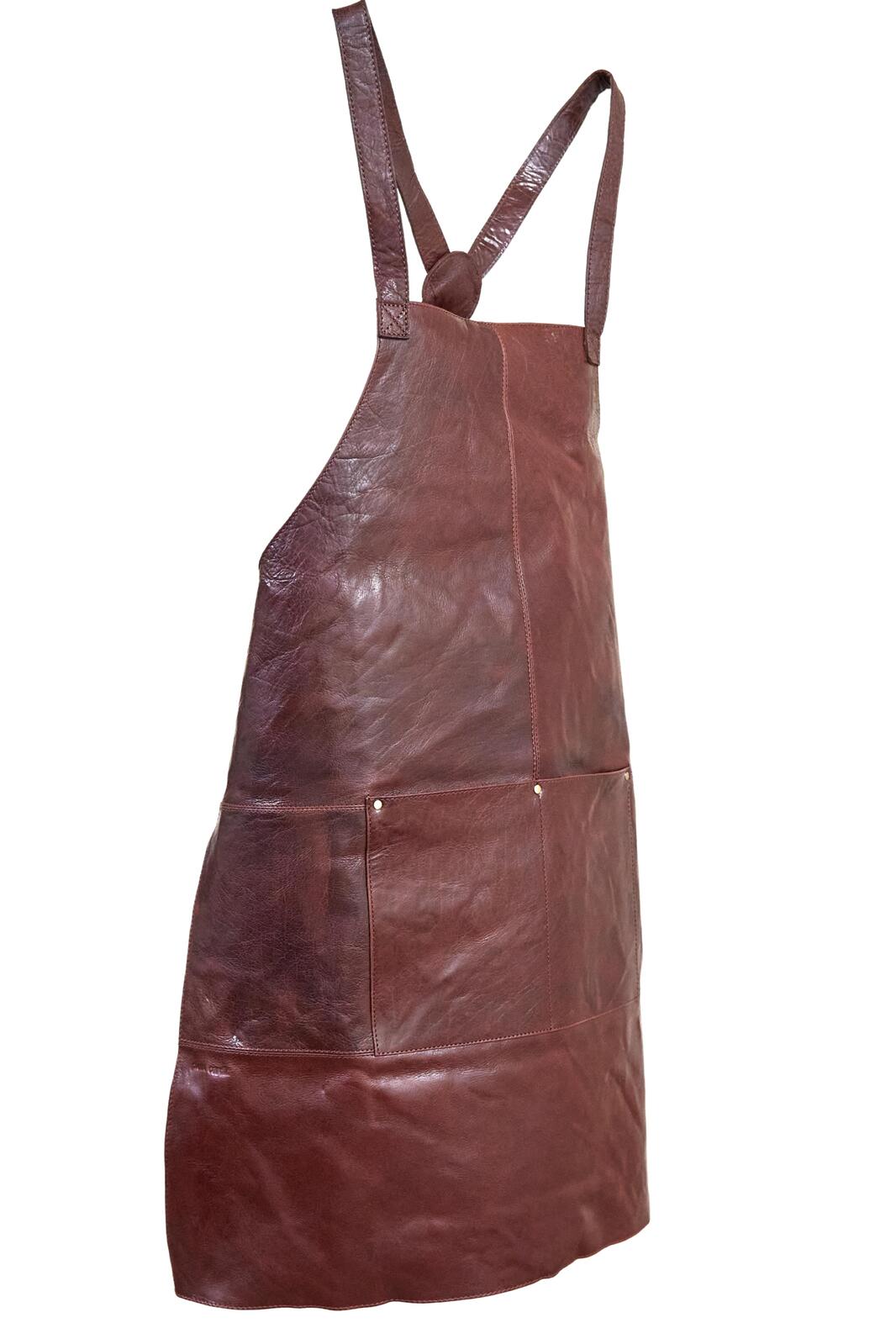 Pierre Cardin Professional Leather Apron Butcher Woodwork Hairdressing Barber Chef - Chestnut V563-PC3433-CHESTNUT