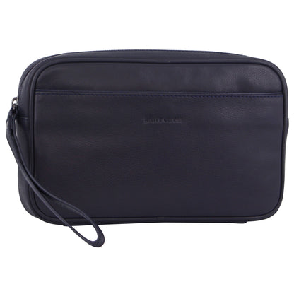 Pierre Cardin Mens Leather Organizer Bag Toiletry Case - Navy V563-PC3505-NAVY
