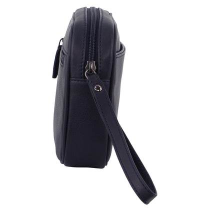 Pierre Cardin Mens Leather Organizer Bag Toiletry Case - Navy V563-PC3505-NAVY