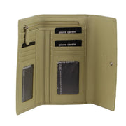Pierre Cardin Stitch Design Leather Ladies Tri-Fold Wallet in Sand V563-PC3576-SAND