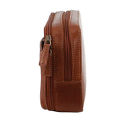 Pierre Cardin Mens Leather Toiletry Bag Travel Organizer Wash Case - Tan V563-PC3619-TAN