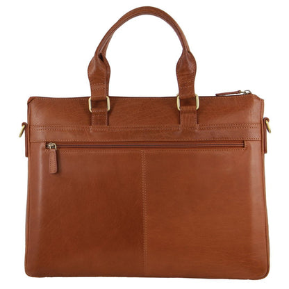 Pierre Cardin Mens Leather Briefcase Business Bag Shoulder 15" Laptop Tote - Tan V563-PC3621-TAN