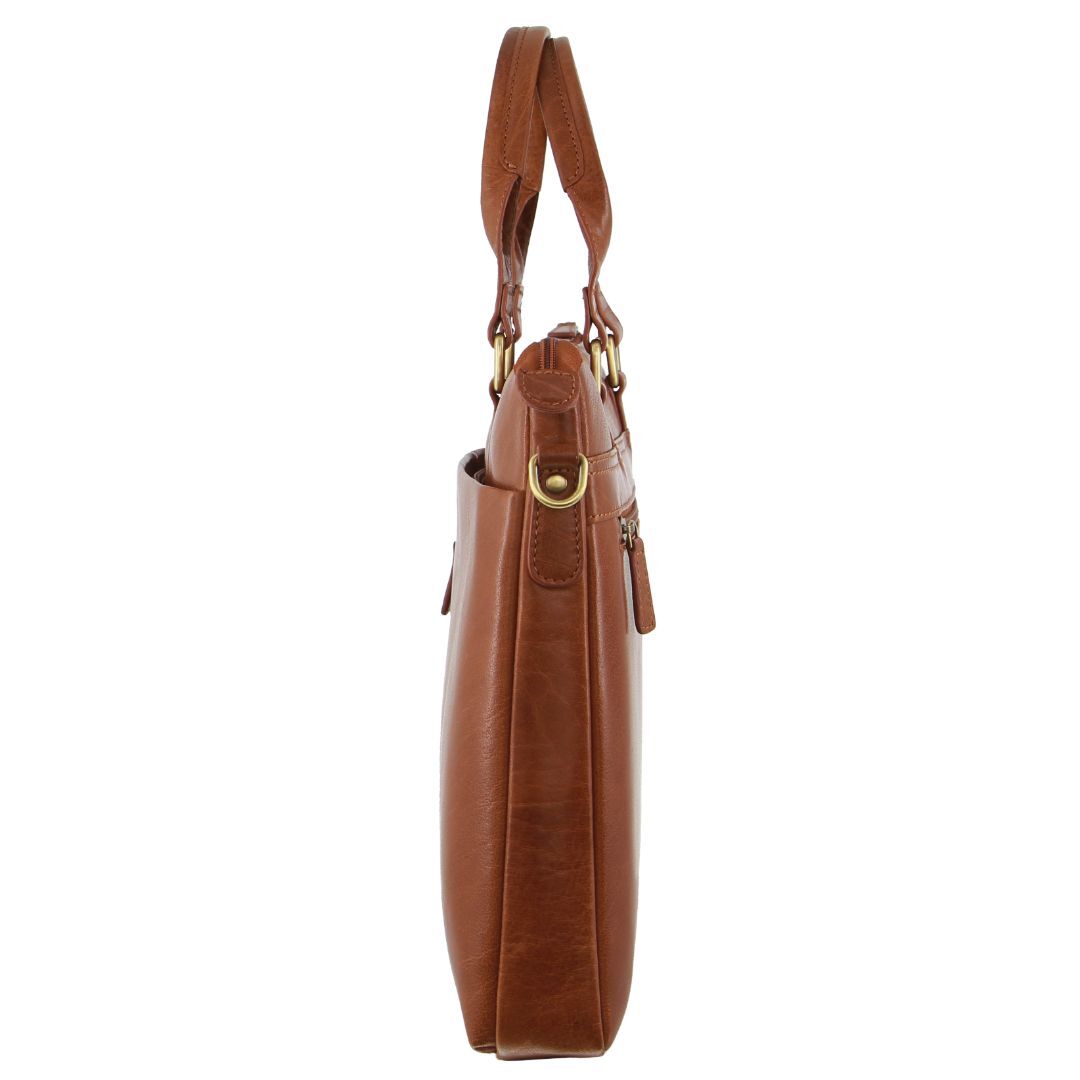 Pierre Cardin Mens Leather Briefcase Business Bag Shoulder 15" Laptop Tote - Tan V563-PC3621-TAN