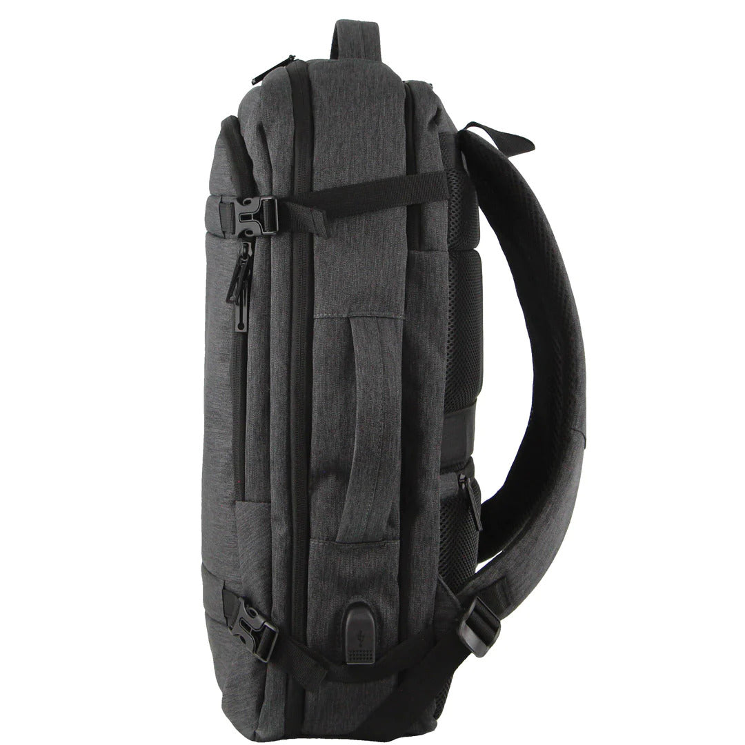 Pierre Cardin Mens Travel & Business Backpack with Built-in USB Port - Grey V563-PC3626-GREY
