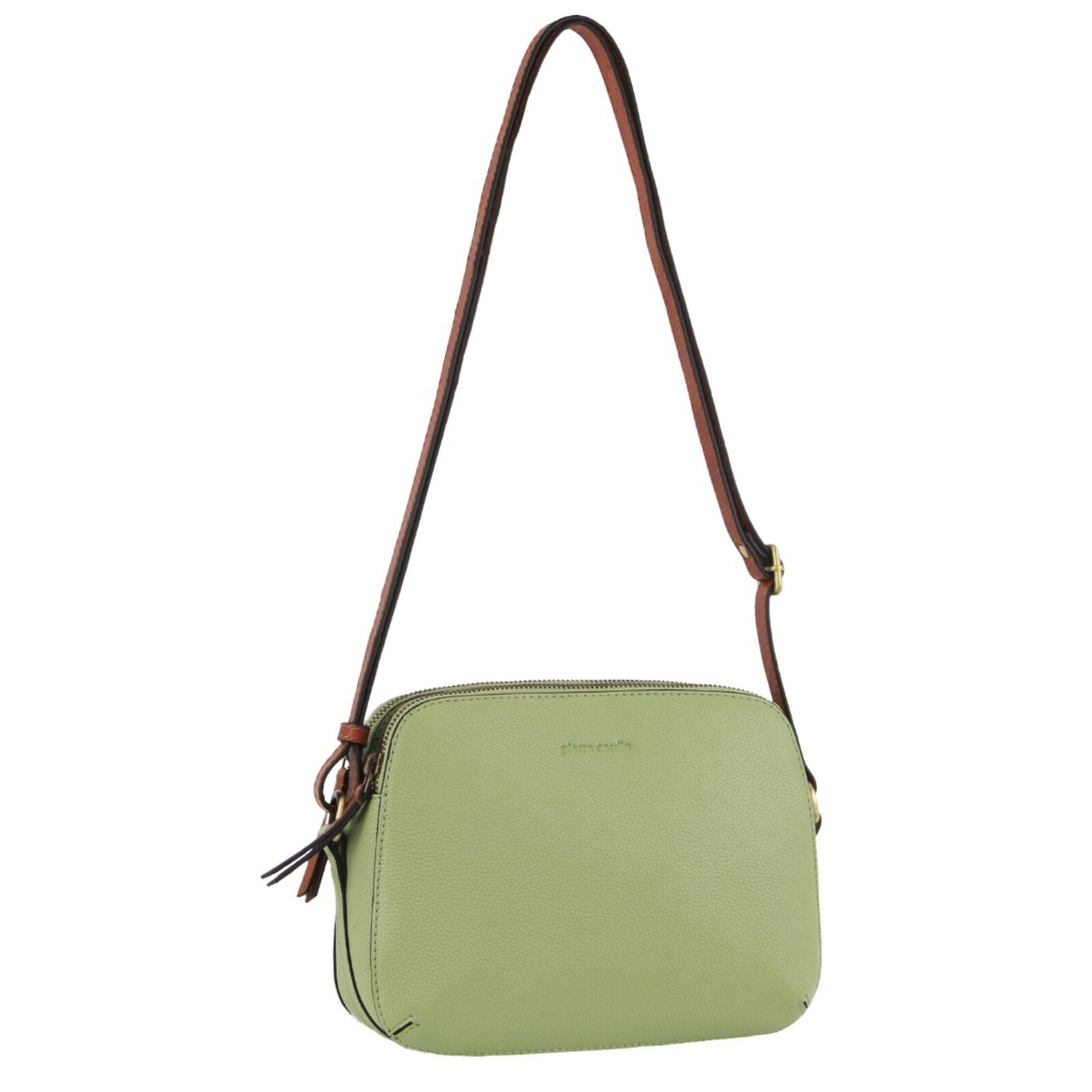Pierre Cardin Leather Cross Body Bag Dual Zip Strap Shoulder Clutch in Jade V563-PC3670-JADE