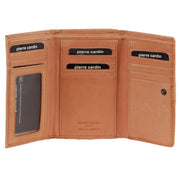 Pierre Cardin Leather Ladies Leather Woven Design Tri-fold Wallet in Apricot
