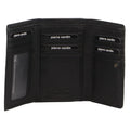 Pierre Cardin Womens Leather Woven Design Tri Fold RFID Wallet Travel in Black