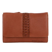 Pierre Cardin Leather Ladies Woven Design Tri-Fold Wallet in Tan V563-PC3693-TAN