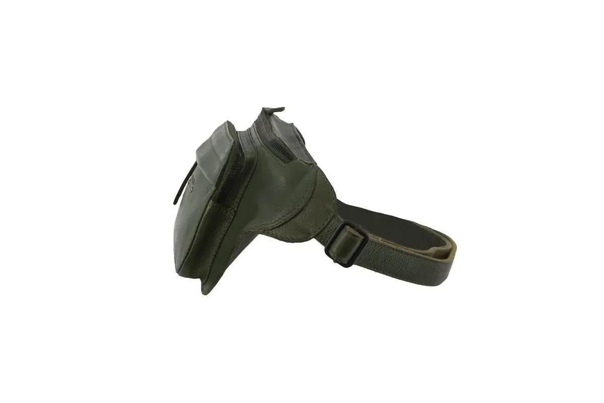 Pierre Cardin Mens Bum Bag Waist Pack Leather Travel Money Phone - Dark Green V563-PC3718-DK-GRN