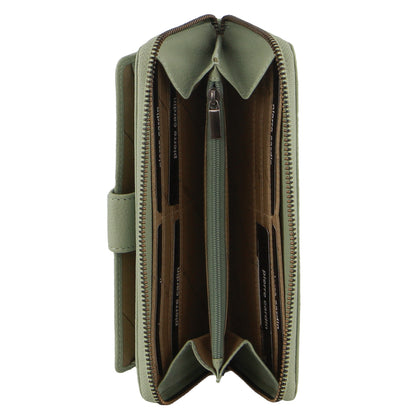 Pierre Cardin Womens Leather Zip Around Wallet RFID Blocking w/ Wristlet in Jade Green V563-PC3745-JADE