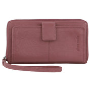 Pierre Cardin Womens Leather Zip Around Wallet RFID Blocking w/ Wristlet in Rose V563-PC3745-ROSE