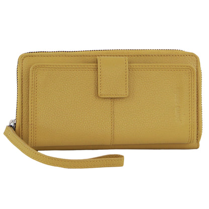 Pierre Cardin Womens Leather Zip Around Wallet RFID Blocking w/ Wristlet in Zinc Yellow V563-PC3745-ZINC_YELLOW
