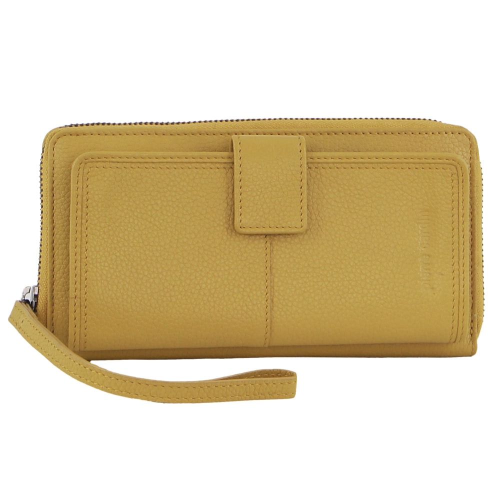 Pierre Cardin Womens Leather Zip Around Wallet RFID Blocking w/ Wristlet in Zinc Yellow V563-PC3745-ZINC_YELLOW