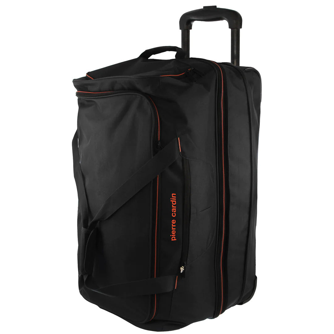 140L Pierre Cardin Trolley Bag Medium Soft Travel Luggage Wheeled Duffle - Black V563-PC3766-BLACK