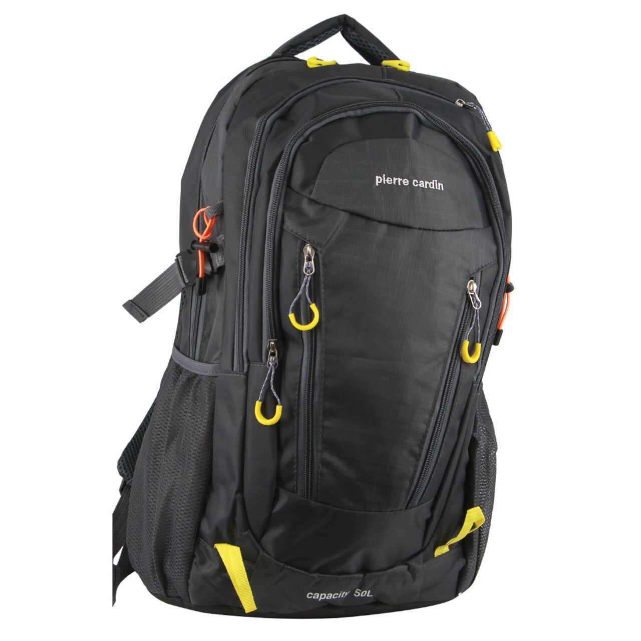 Pierre Cardin Mens Nylon Adventure Travel & Sport Large Backpack Bag in Grey/Black V563-PC3852-GREY