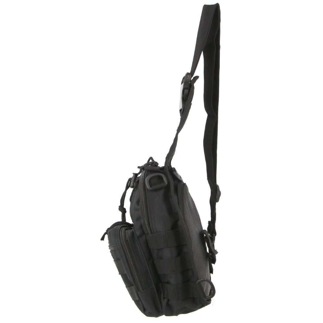 Pierre Cardin Cross Body Tactical Sling Bag Rucksack Army Style in Black V563-PC3857-BLACK