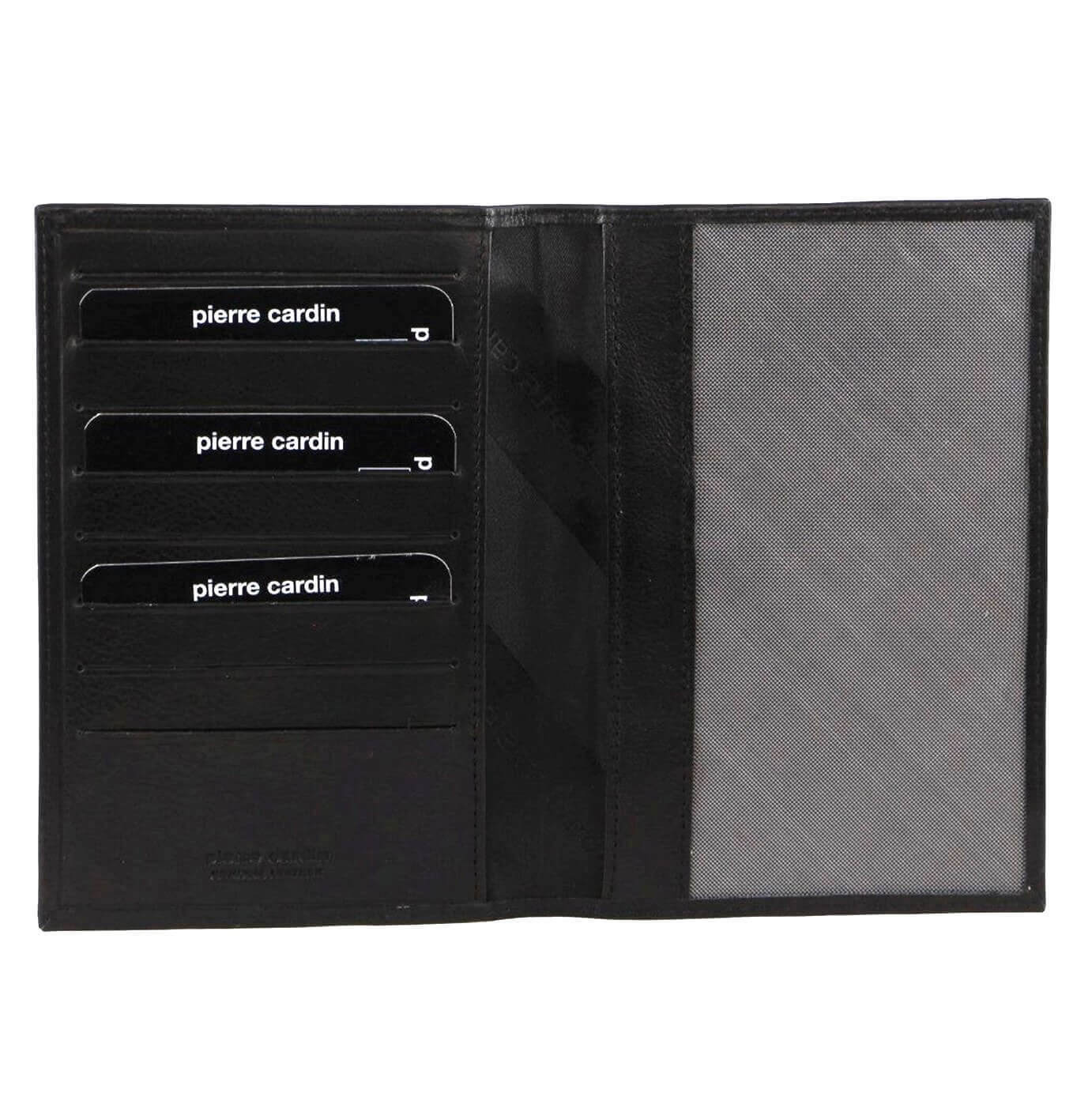 Pierre Cardin Leather Passport Holder Cover Travel Wallet w/ RFID Protection - Black V563-PC3907-BLACK