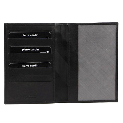 Pierre Cardin Leather Passport Holder Cover Travel Wallet w/ RFID Protection - Black V563-PC3907-BLACK