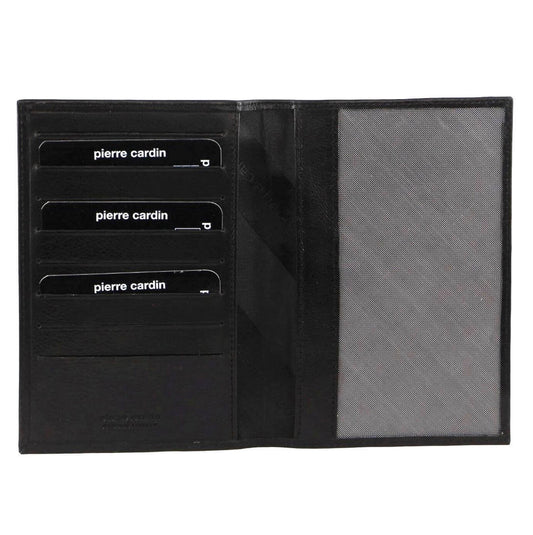 Pierre Cardin Leather Passport Holder Cover Travel Wallet w/ RFID Protection - Black V563-PC3907-BLACK