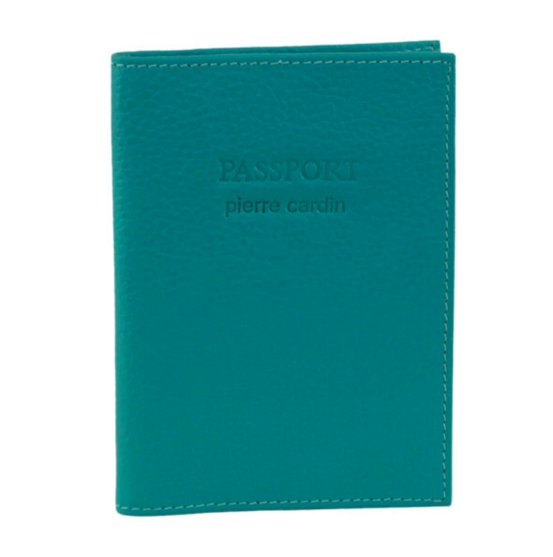 Pierre Cardin Slim Leather Passport Travel Wallet Holder RFID Case Cover - Turquoise V563-PC3909-TURQUOISE