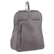 Pierre Cardin Womens Leather Backpack Bag with Pocket Front Multi-Zip - Slate V563-PC_3212-SLATE