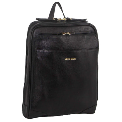 Pierre Cardin Rustic Womens Leather Backpack Bag Handbag Back Pack Travel - Black V563-PC_3213-BLACK