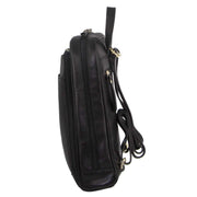 Pierre Cardin Rustic Womens Leather Backpack Bag Handbag Back Pack Travel - Black V563-PC_3213-BLACK