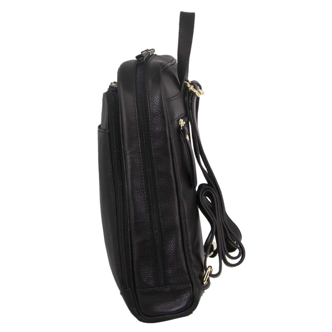 Pierre Cardin Rustic Womens Leather Backpack Bag Handbag Back Pack Travel - Black V563-PC_3213-BLACK