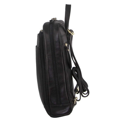 Pierre Cardin Rustic Womens Leather Backpack Bag Handbag Back Pack Travel - Black V563-PC_3213-BLACK