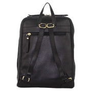 Pierre Cardin Rustic Womens Leather Backpack Bag Handbag Back Pack Travel - Black V563-PC_3213-BLACK