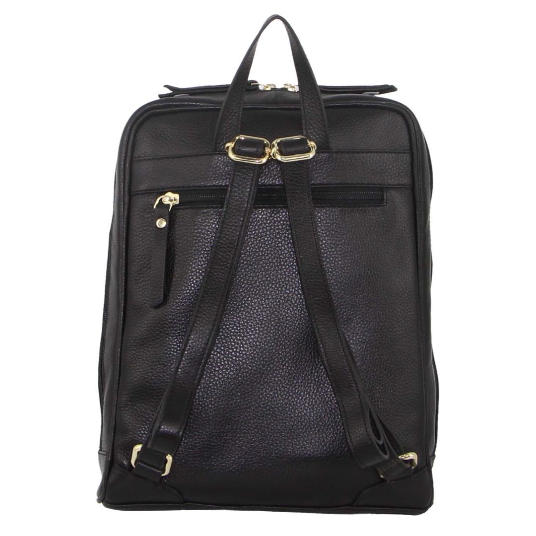 Pierre Cardin Rustic Womens Leather Backpack Bag Handbag Back Pack Travel - Black V563-PC_3213-BLACK