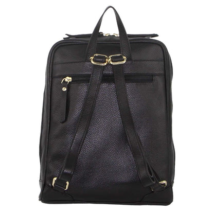 Pierre Cardin Rustic Womens Leather Backpack Bag Handbag Back Pack Travel - Black V563-PC_3213-BLACK