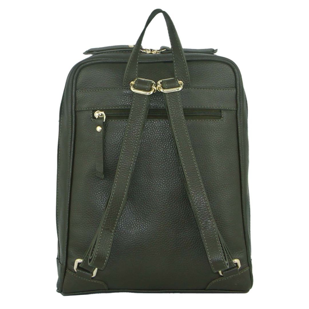 Pierre Cardin Rustic Womens Leather Backpack Bag Handbag Back Pack Travel - Olive V563-PC_3213-OLIVE