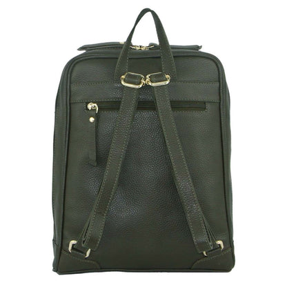 Pierre Cardin Rustic Womens Leather Backpack Bag Handbag Back Pack Travel - Olive V563-PC_3213-OLIVE