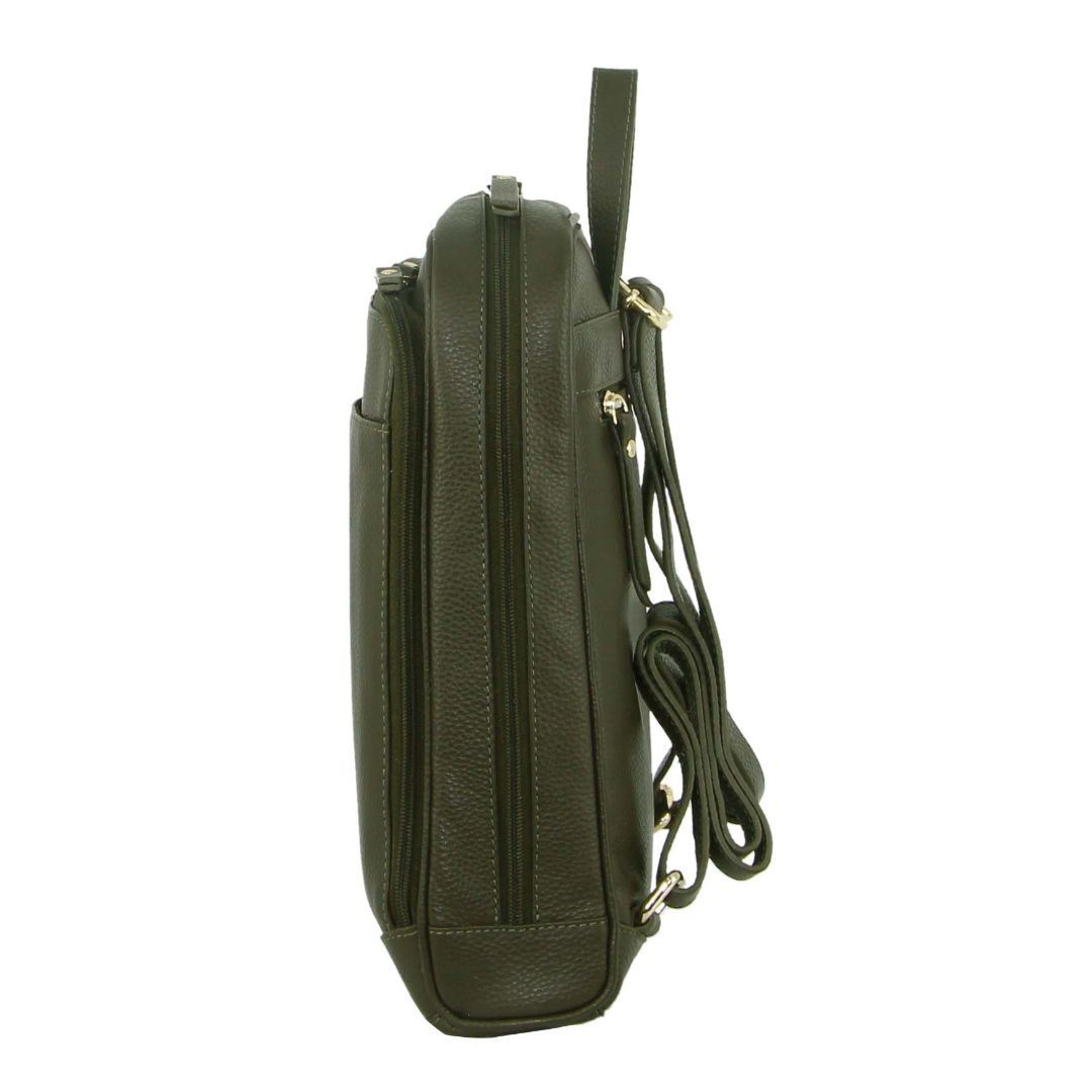 Pierre Cardin Rustic Womens Leather Backpack Bag Handbag Back Pack Travel - Olive V563-PC_3213-OLIVE