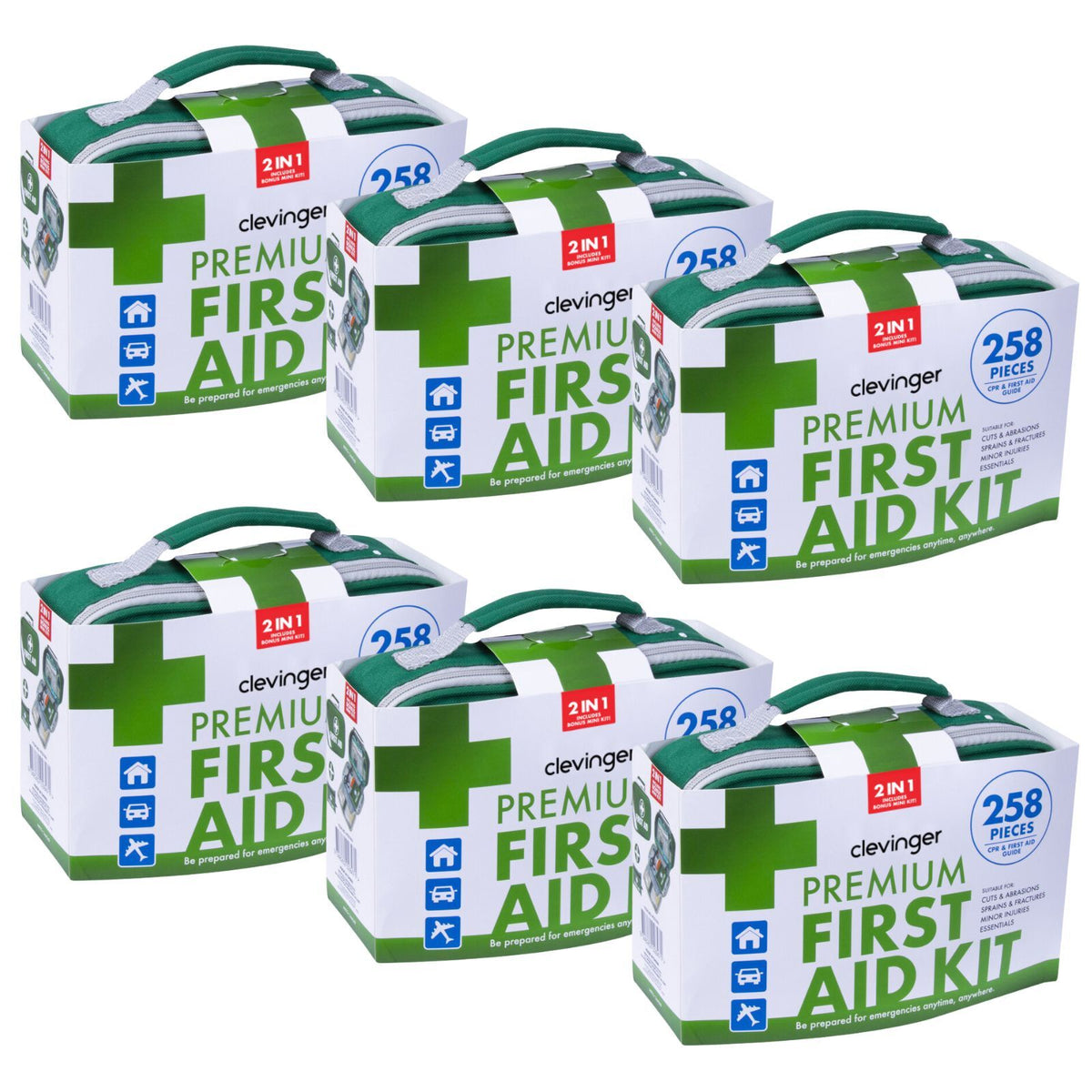 6x 258pcs Premium First Aid Kit Medical Travel Set Emergency Family Safety V563-PE0257-6X