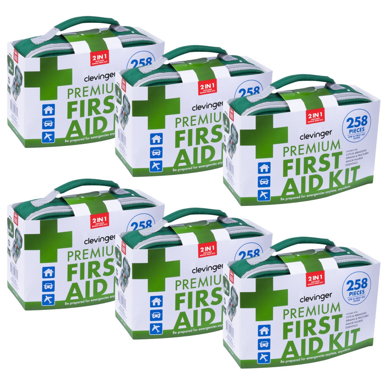 6x 258pcs Premium First Aid Kit Medical Travel Set Emergency Family Safety V563-PE0257-6X