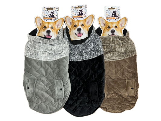 50cm Quilted Dog Jacket Coat Warm Winter Pet Clothes Vest Padded Windbreaker V563-PE093396-ASST