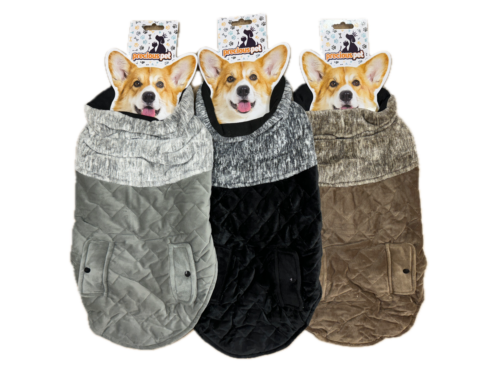 50cm Quilted Dog Jacket Coat Warm Winter Pet Clothes Vest Padded Windbreaker V563-PE093396-ASST