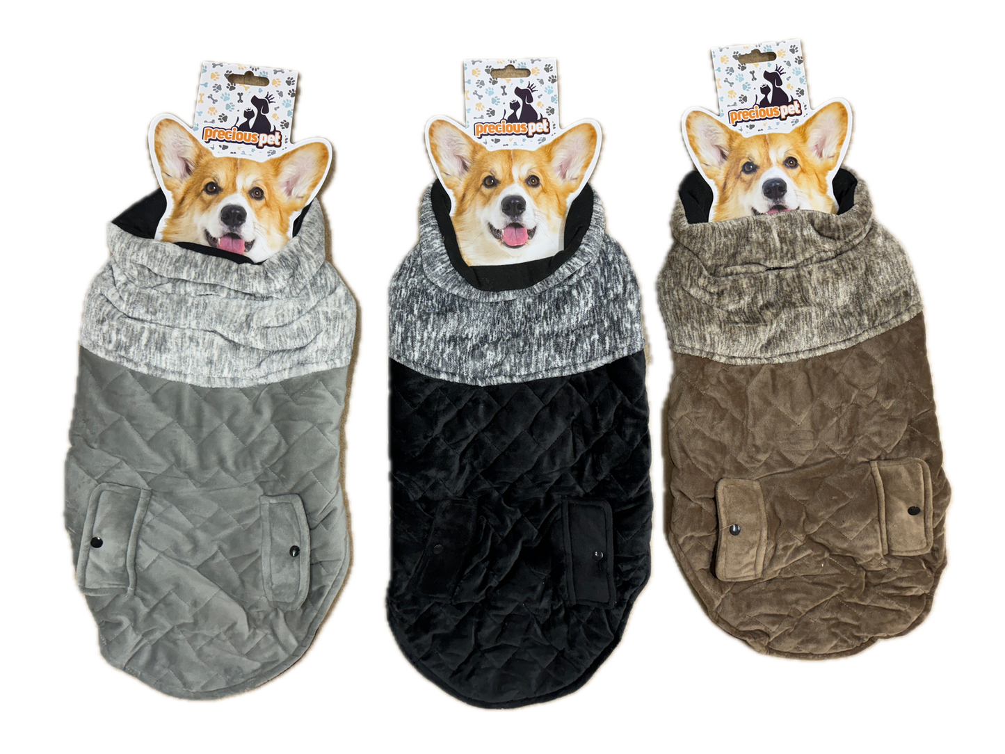 50cm Quilted Dog Jacket Coat Warm Winter Pet Clothes Vest Padded Windbreaker V563-PE093396-ASST
