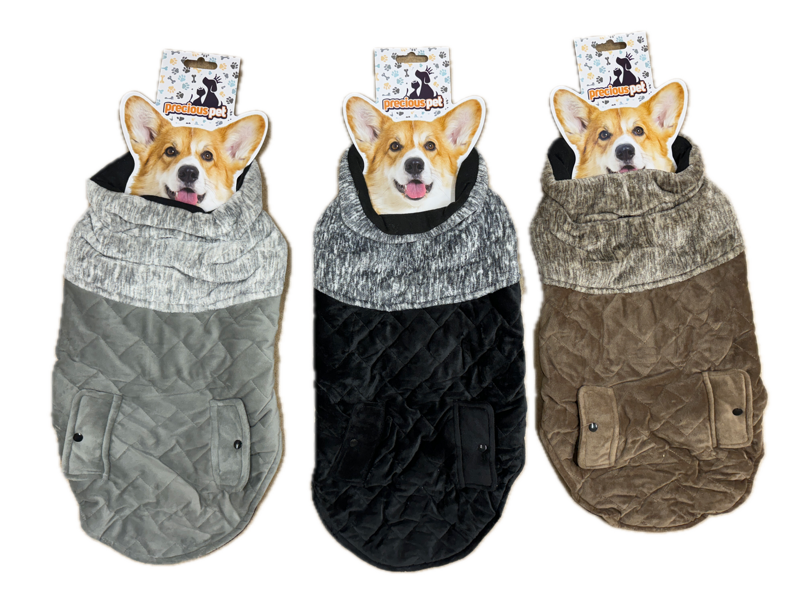 50cm Quilted Dog Jacket Coat Warm Winter Pet Clothes Vest Padded Windbreaker V563-PE093396-ASST