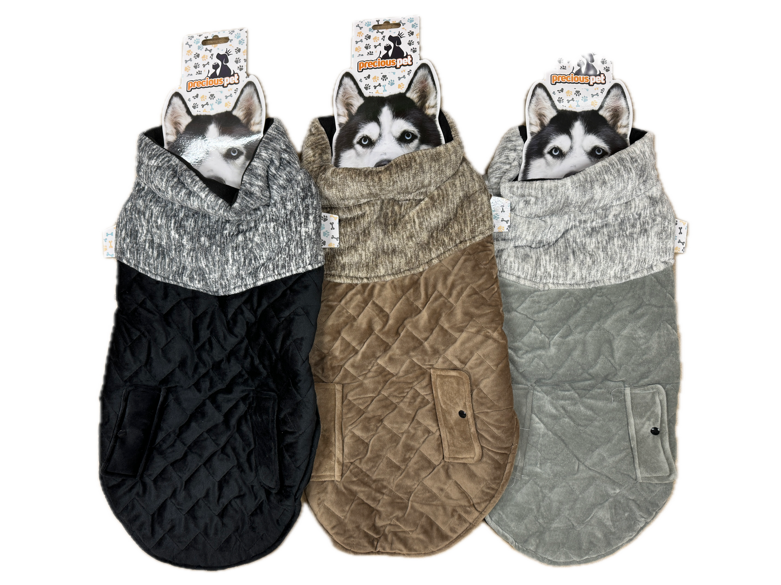 60cm Quilted Dog Jacket Coat Warm Winter Pet Clothes Vest Padded Windbreaker V563-PE093402-ASST